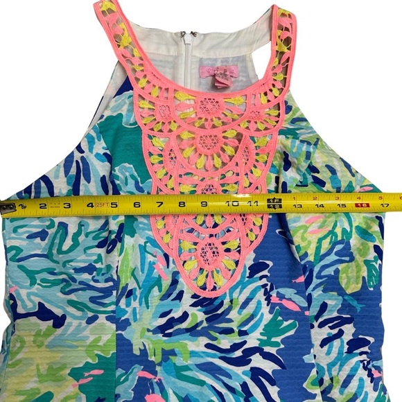 Lilly Pulitzer Shift Dress Pearl Brilliant Blue Wade And Sea SZ 10 Summer Wear - Picture 9 of 11